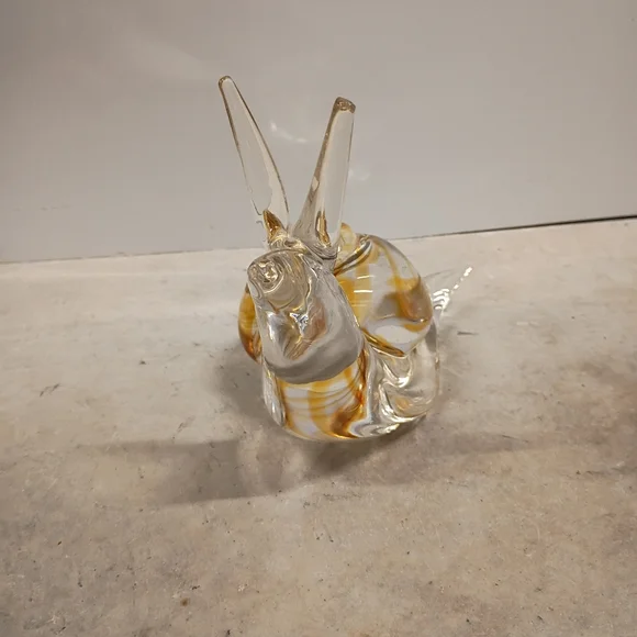 Elegant Italian Glass Snail Sculpture - Gold and Clear - Picture 9 of 16